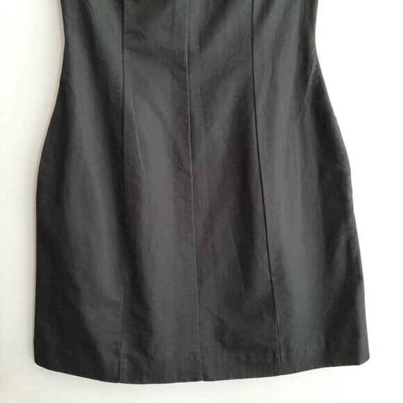 GAP | Cotton Linen Crewneck Cap Sleeve Sheath Knee Length Dress Black 2 Flawed - Picture 3 of 11